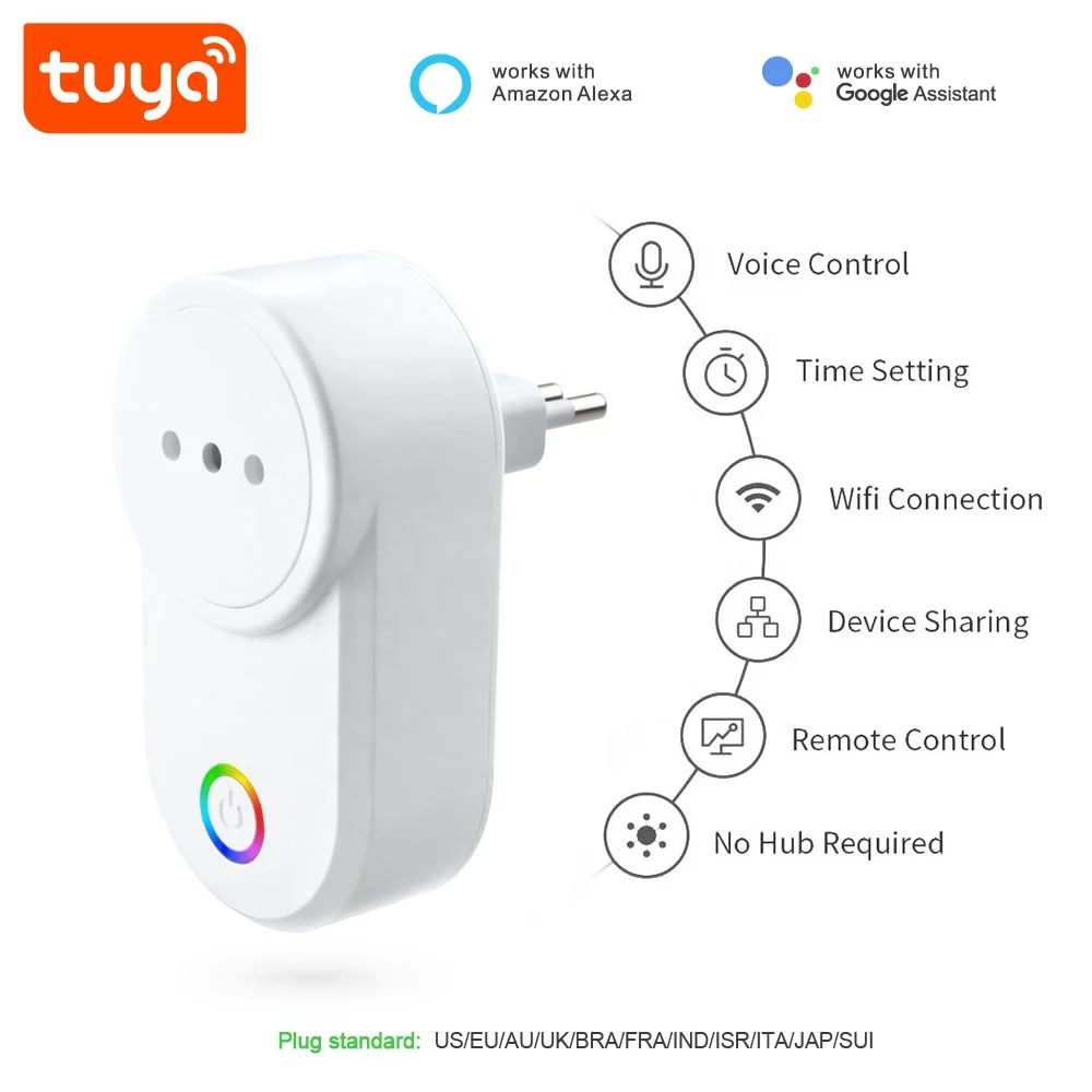 Smart WiFi Outlet Plug – Works With Alexa & Google Home, Voice Control, 110V/220V, App Control
