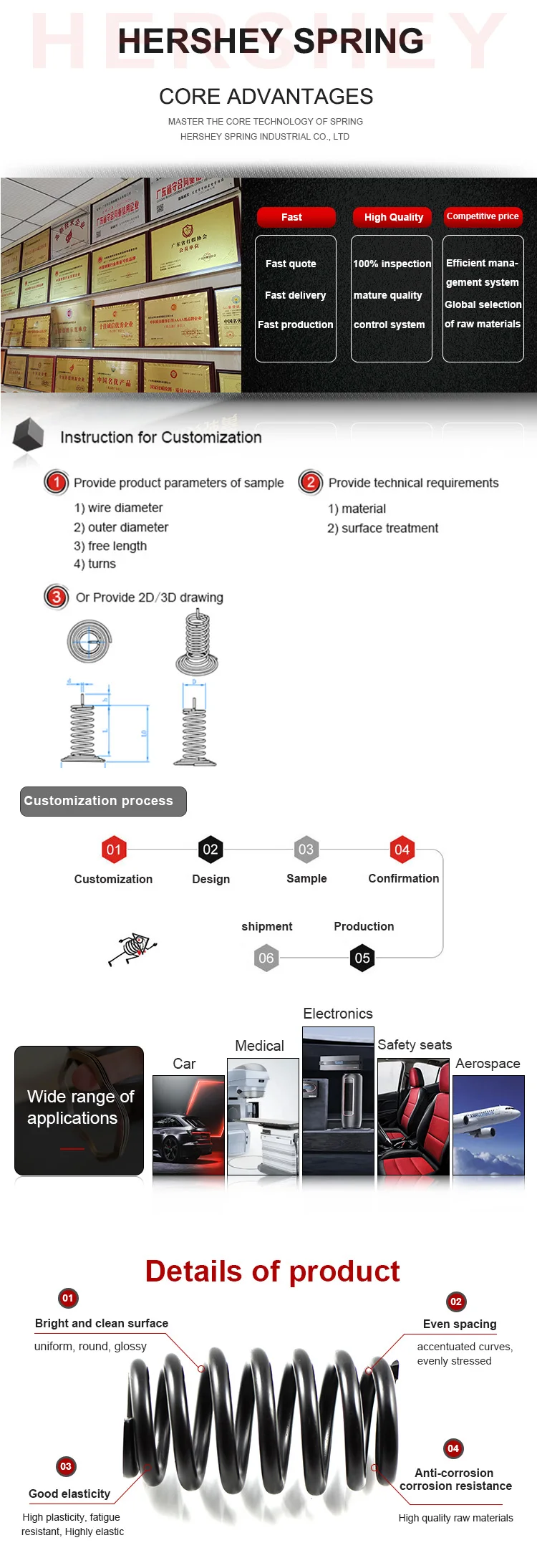 High Quality Stainless Steel Tension Spring Custom Made Extension