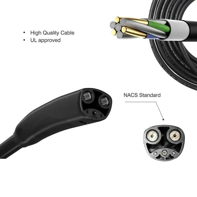 IP67 80A 50A 40A 32A 380V Home AC EV Tesla Charging Plug Cable with nacs connector details