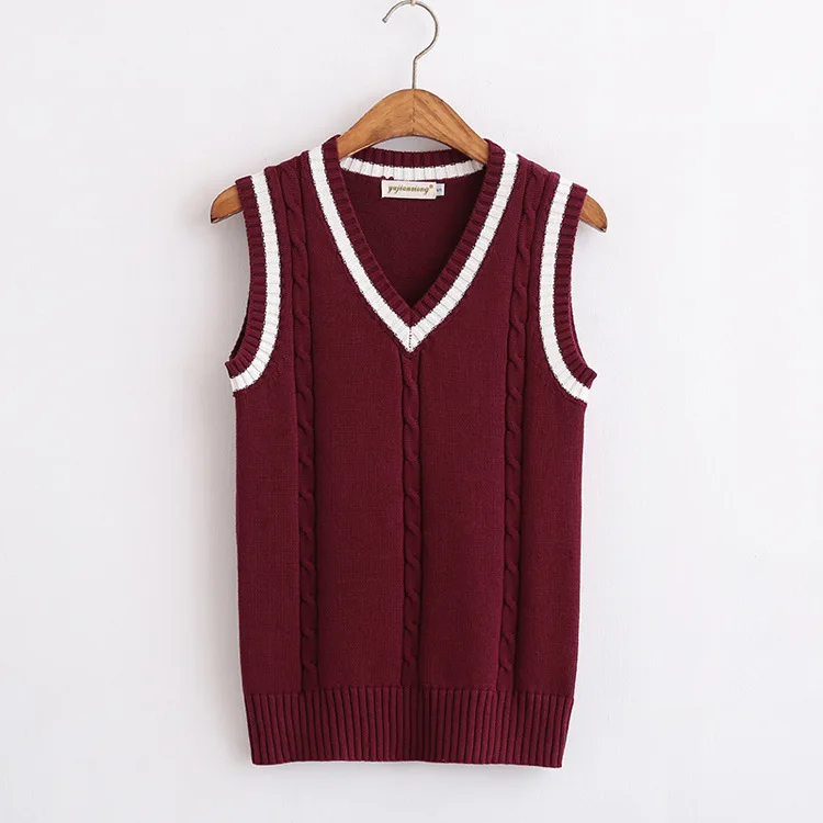 Suéteres de punto sin mangas de alta calidad, uniforme escolar