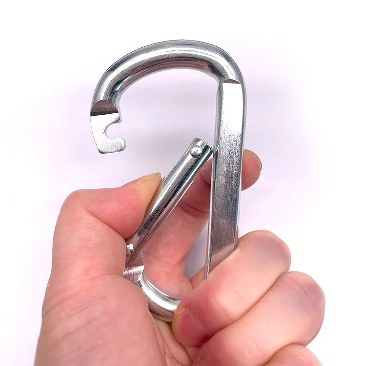 BT-244A Heavy Duty Custom Galvanized Safety Spring Silver Flat Quick Release Carabiner Snap Hook