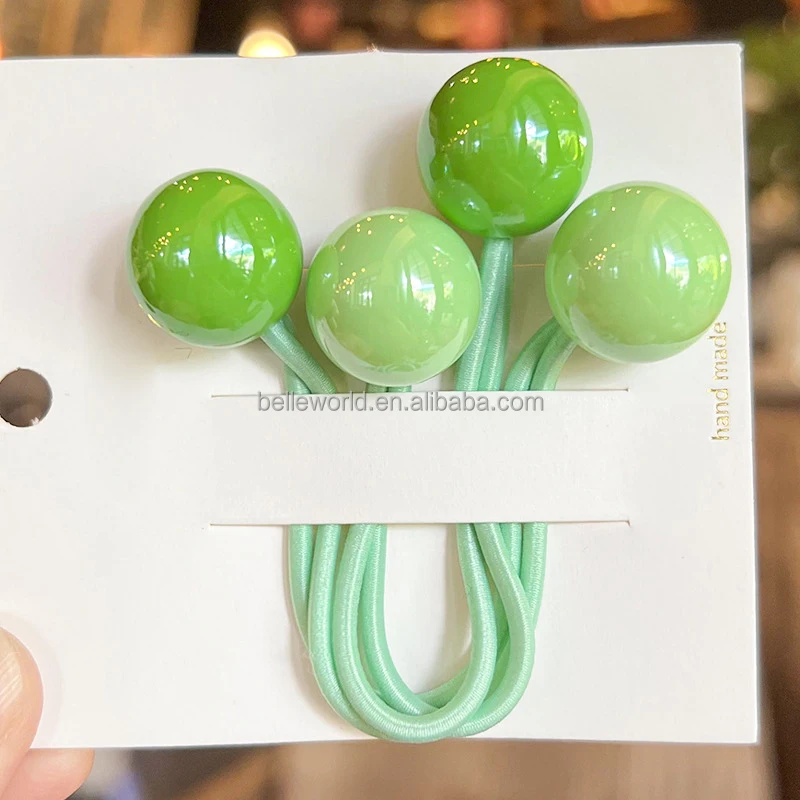 Belleworld Knocker Ball Hair Ties 2pcs/set Candy Color Ponytail Holder Round Hair Balls For