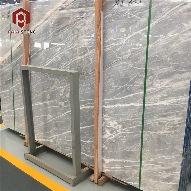 product book match grey flooring wall decoration lobby interior slab marble light white vein grey marble slab for home lobby-3