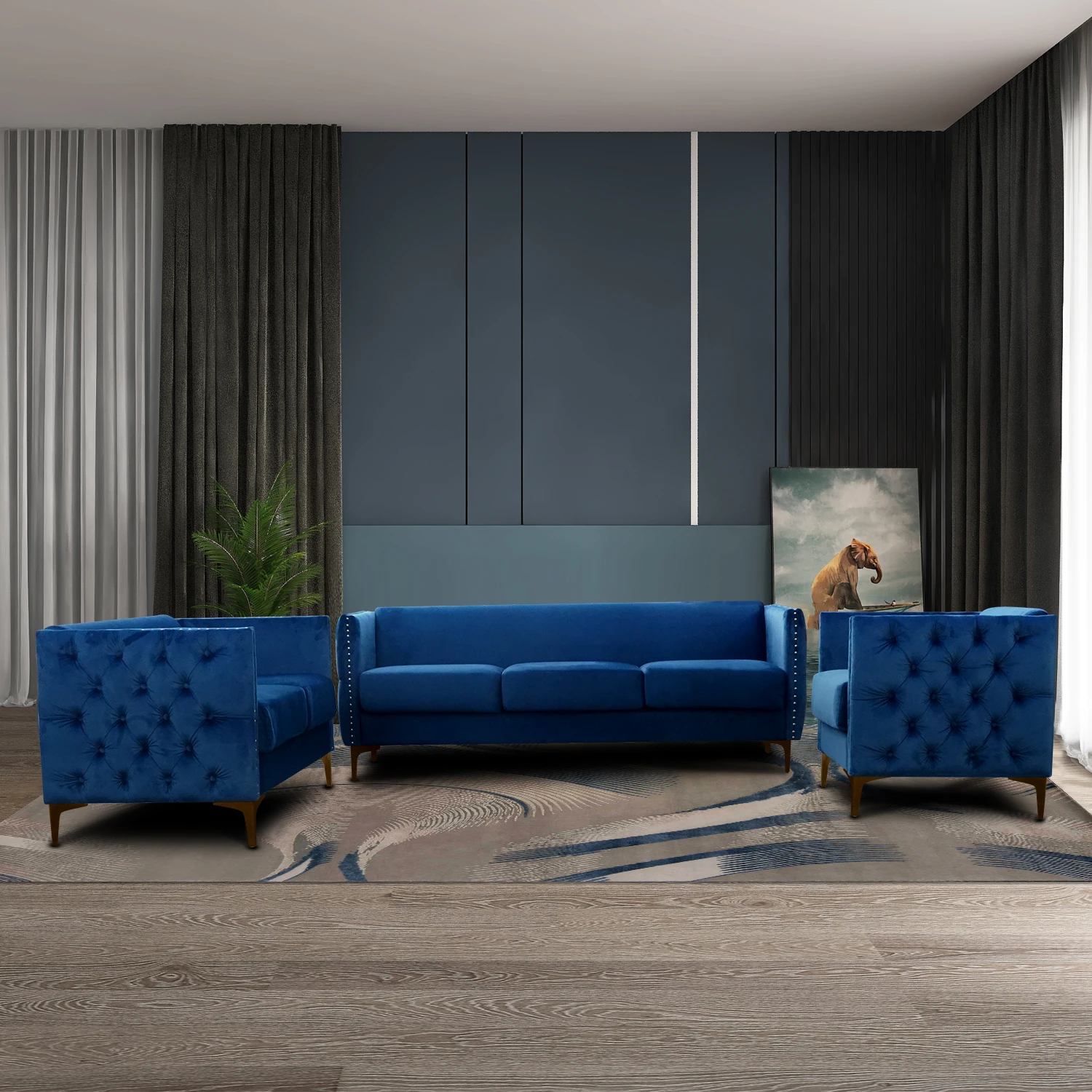 Wholesale Couch Covers Threeseat Sofa Living Room Furniture Golden Leg