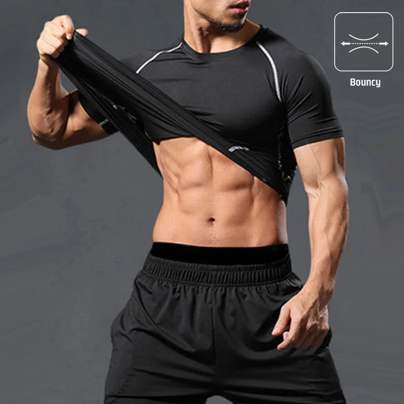 Custom Print Bluk Wholesale Youth Compression Shirts Men Gym Sports Athletic Slim Fit Short Sleeve Shirts