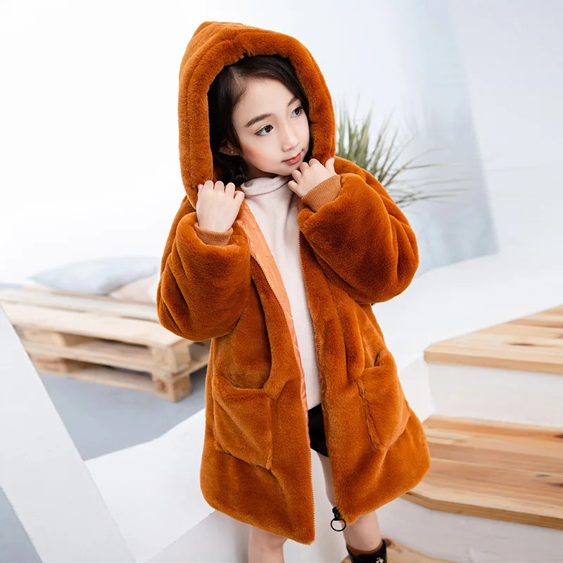 Cute Children Winter Faux Fur Coat Boys Girls Unisex Kids Jacket Warm