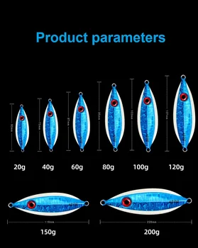 Cheery 20g-200g Fishing Jig Bait Lure Slow Pitch Jigging for Sea Boat Tuna Pike Variety Pack 80g 100g 120g 150g 200g Metal Lead – Metal Jig – view 3