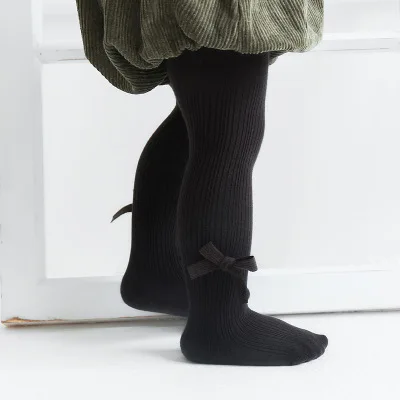 Новые милые леггинсы с бантом для малышей, хлопковые однотонные карамельных цветов для девочек, колготки D455