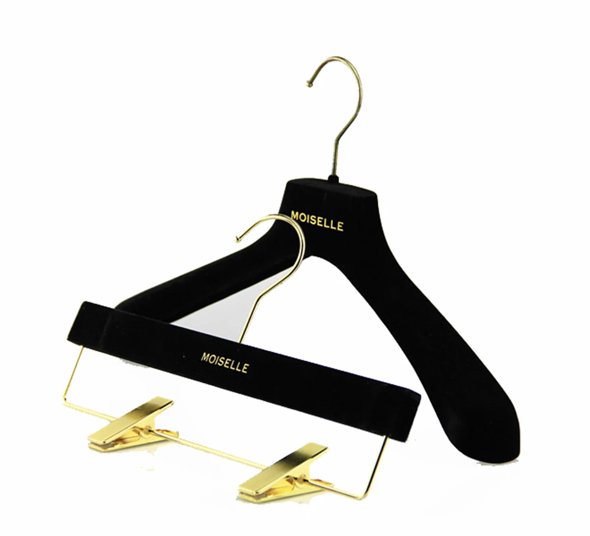 Luxury Black Plastic Clothes Hanger Custom Logo Velvet Coat Hanger For ...