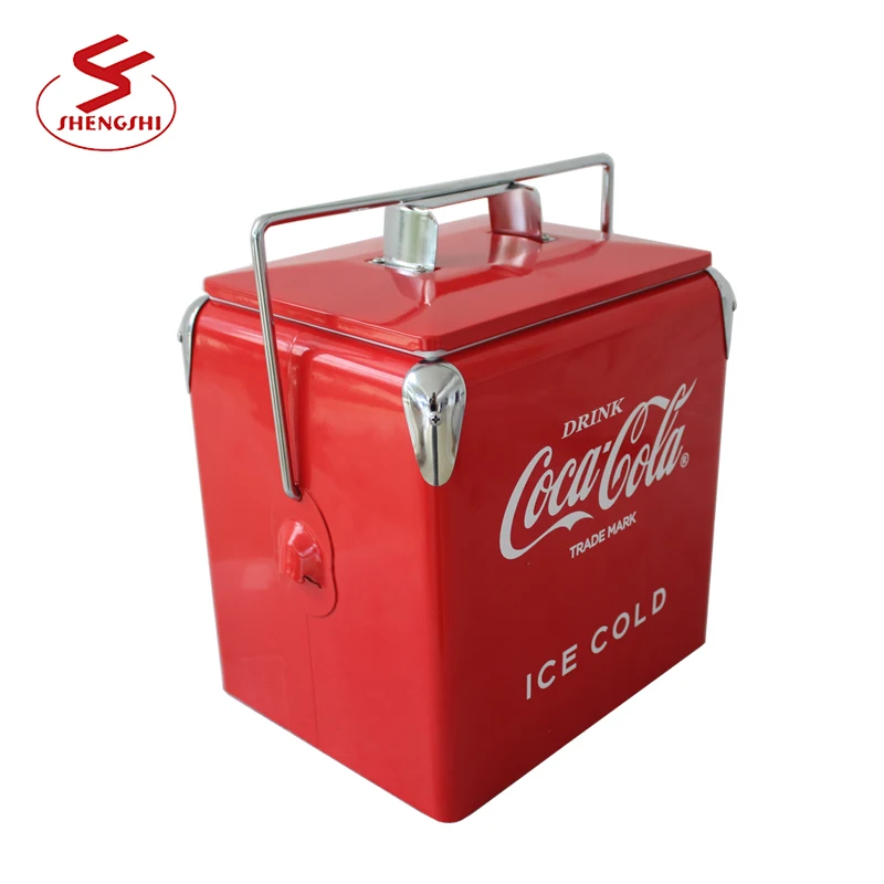 13L Custom Vintage Picnic Beach Camping Metal Ice Cooler Portable Retro Cooler Box