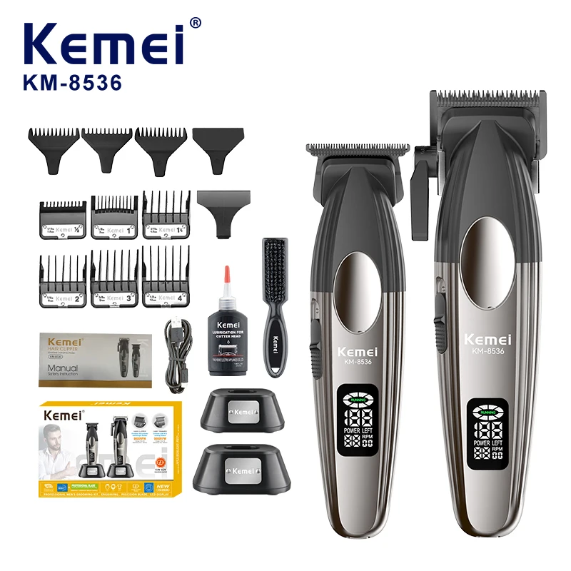 Kemei 8536 ヘアカットセット LCD、リチウムバッテリー KEMEI-Km-8536-Hair-Clippers-