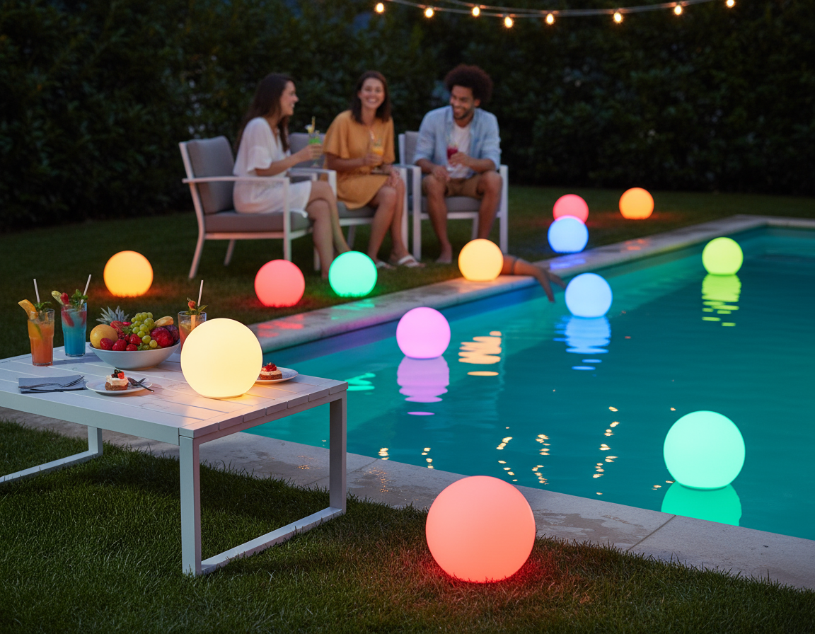 RGB Full Color Changing Remote-Controlled Dimmable 35 cm LED Ball Light IP65 Waterproof Decorative