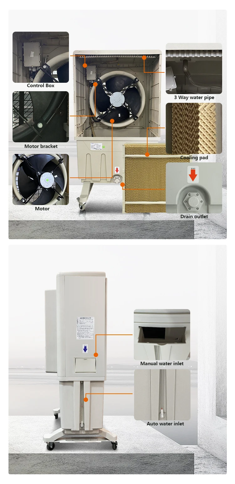 Evaporative Air Cooler 6000cfm Swamp Cooler 3 Speeds Portable Air