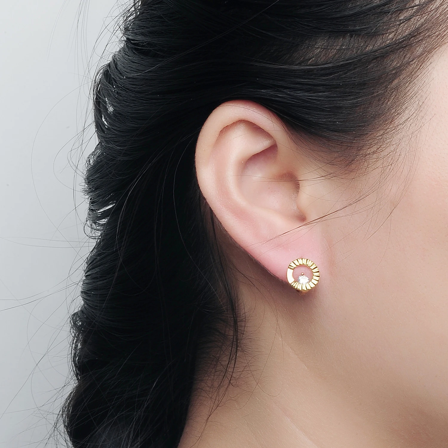 2021 New design minimalist rose gold zirconia women earrings double hoop earrings jewelry(图7)