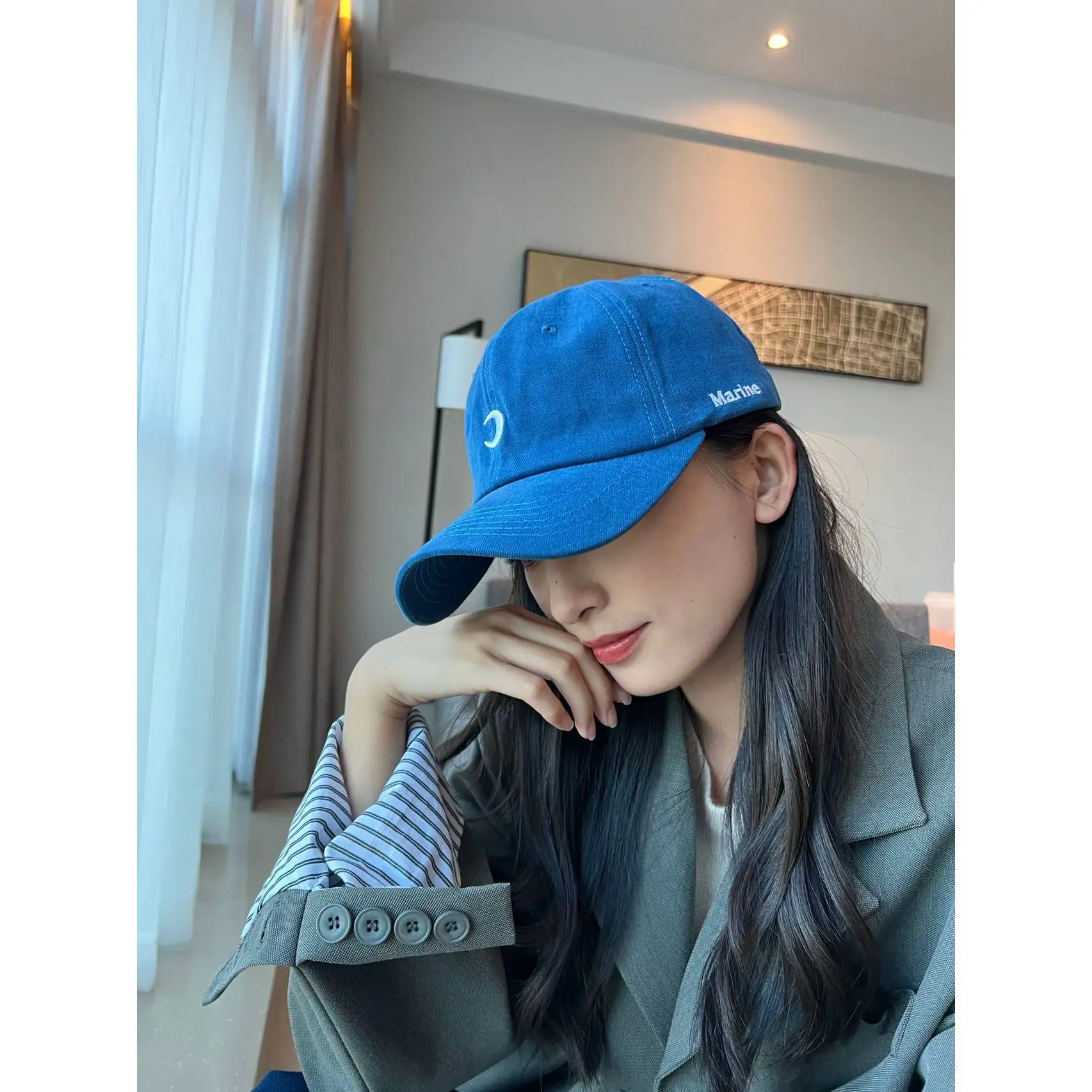 ladies blue baseball cap