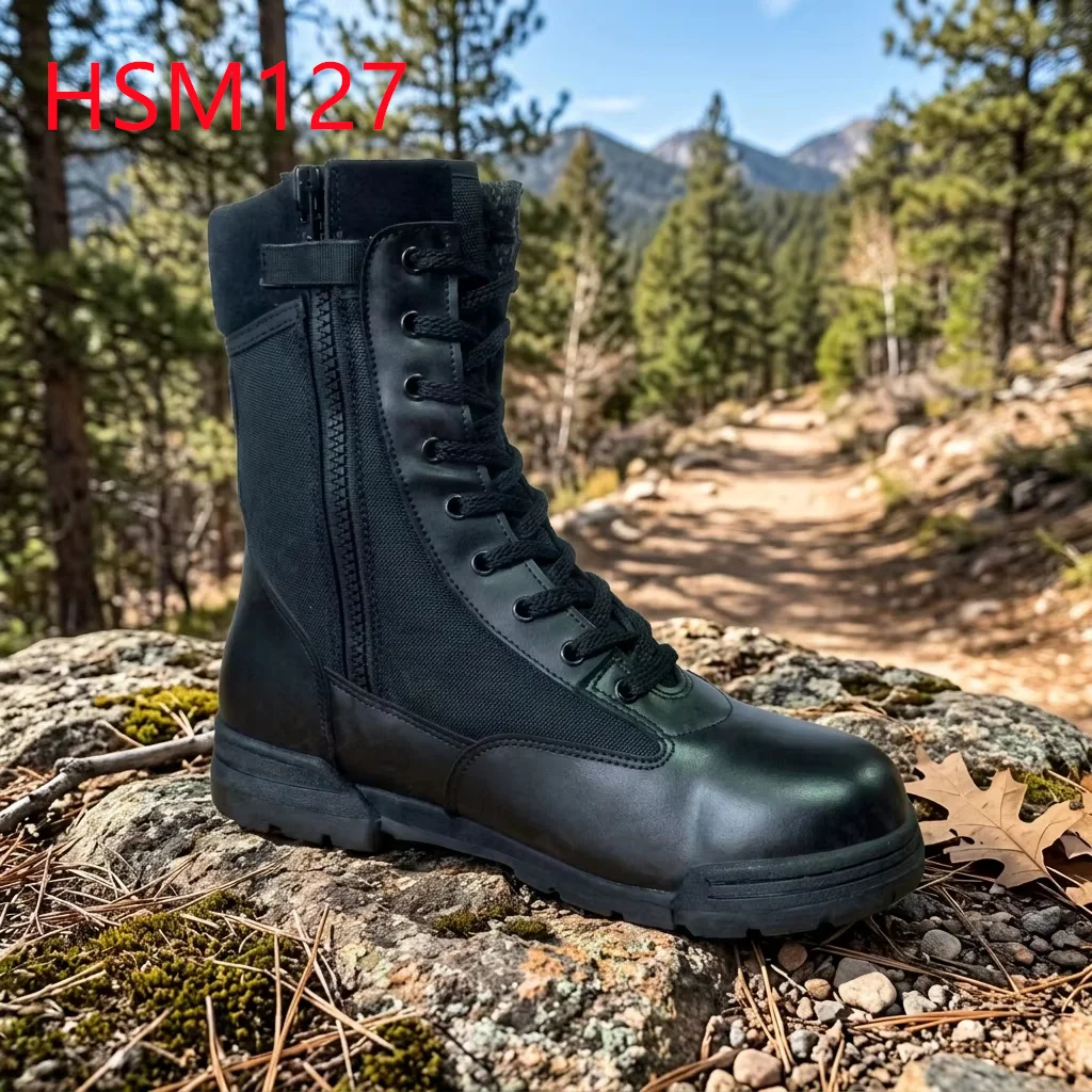 HY,factory Price Anti-shock EVA+rubber Sole Combat Boots Premium Suede Leather Collar Design Hua Singh Tactical Boots HSM127