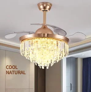 Zeal Lighting Luxury Crystal Chandelier Hotel Modern Design Decorative Ceiling Fan with Light and Remote