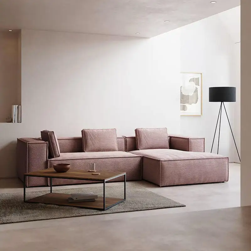 View of Modern L-Shaped Modular Sectional Sofa Velvet For Living Room Hotel ...