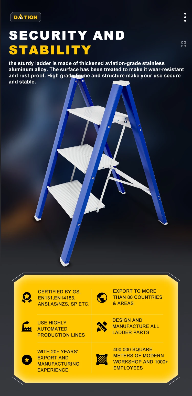 3 Steps Folding Herringbone Ladder Hot Sell Mobile Aluminum Ladder