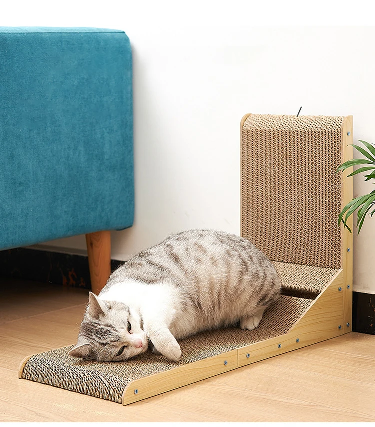 L-shaped Cat Scratcher Board Detachable Cat Scraper Scratching Post For 