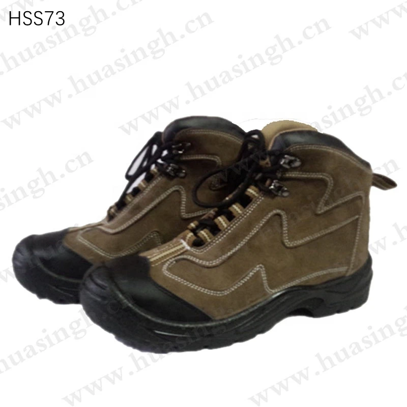 Rwh,steel Plate Insert Sport Safety Shoes Popular in Costa Rica Anti-tear Suede Leather Upper Brown Hiking Boots HSS73