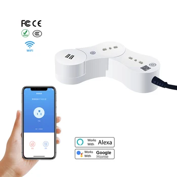 Patent Design 2 Outlet Rotatable Surge Protector WIFI USB Smart AC Power Strip Heavy Duty Work With Google Home Alexa Italy 6ft
