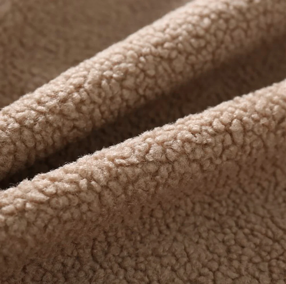 JL-12152 OEM Plain Brown Hoodies Men Lamb Plush Thickened Warm Hoodie Loose Casual Sherpa Hoodies for Men