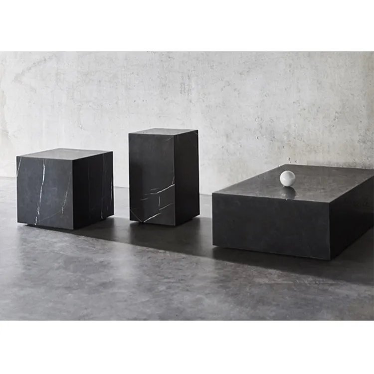 Natural Side Tables Pedestal square Column Display Stand Block Coffee Table Marble Travertine Stone Cube Tables