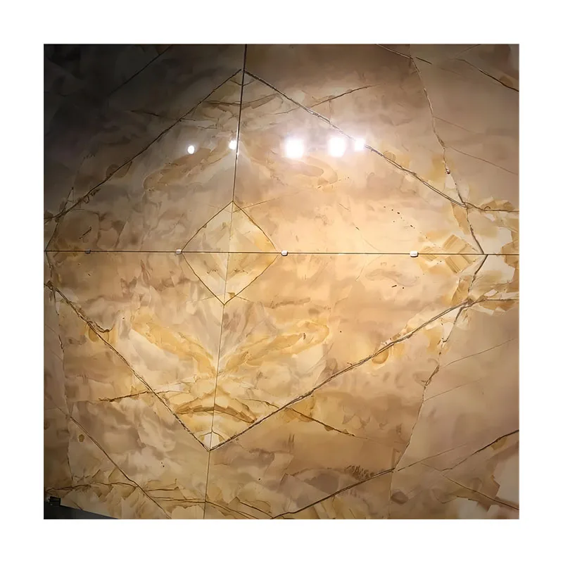 Flamenco Roma Impression Yellow Gold Quartzite Exotic Stone Slab For Flooring And Wall Design