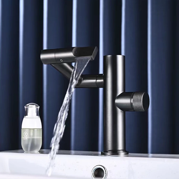 New Style Temperature Display Basin Mixer Tap Waterfall Spout 360 Degree Rotary Sink Faucet Single Handle