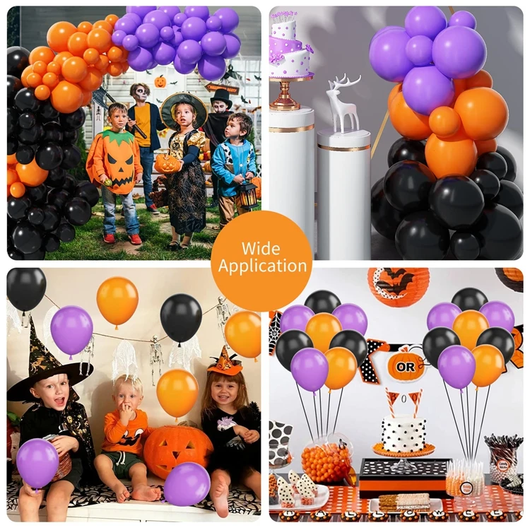 96pcs Orange Purple Black Party Decorations Balloons Kit 12/10/5inch Latex  Balloon For Halloween Decoration Theme Party A3081 - Buy 96pcs Orange