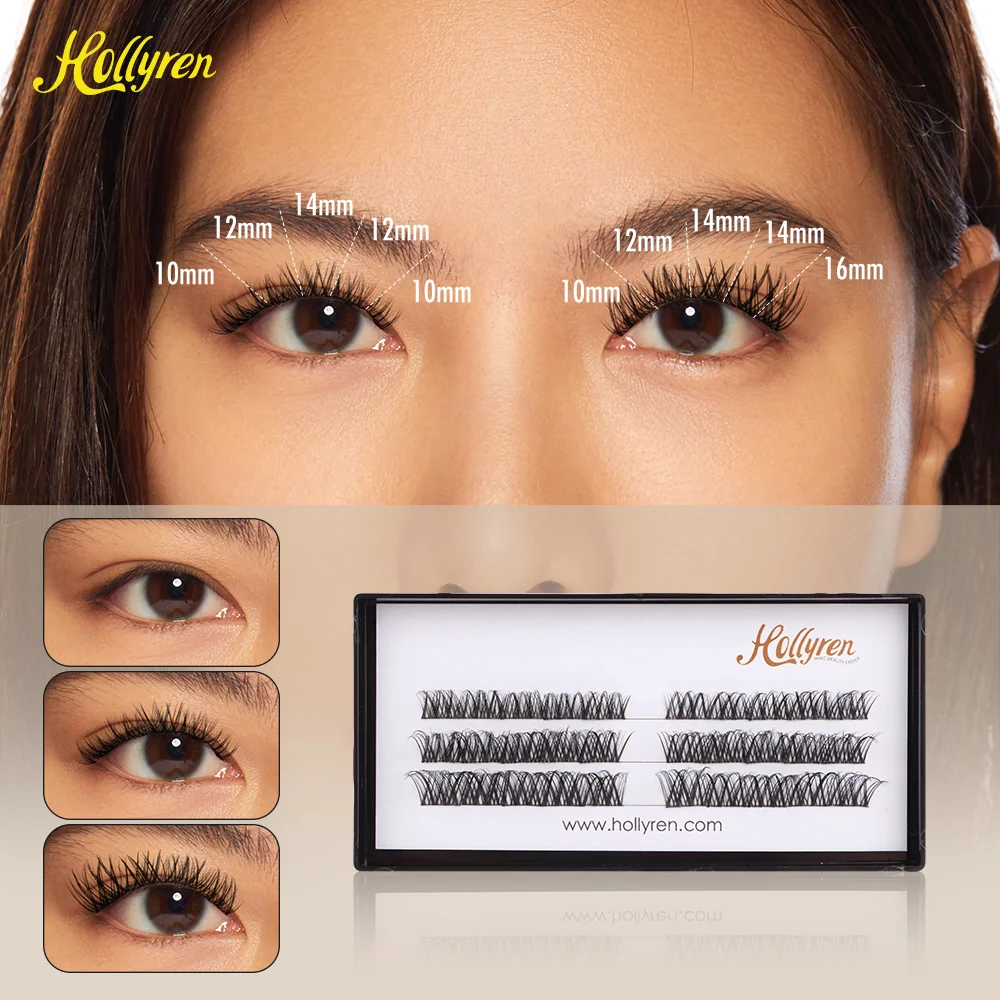 Hollyren Faux Mink Individual Lash Strip Lashes Eyelash Extension