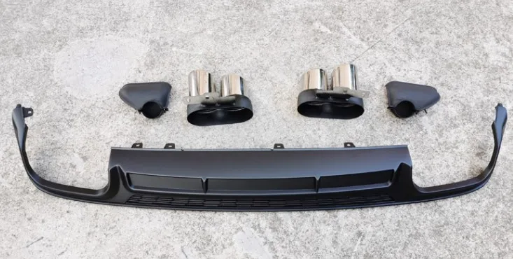 Audi A6 C8 Sline用 Sスタイル リアバンパーディフューザー 黒色