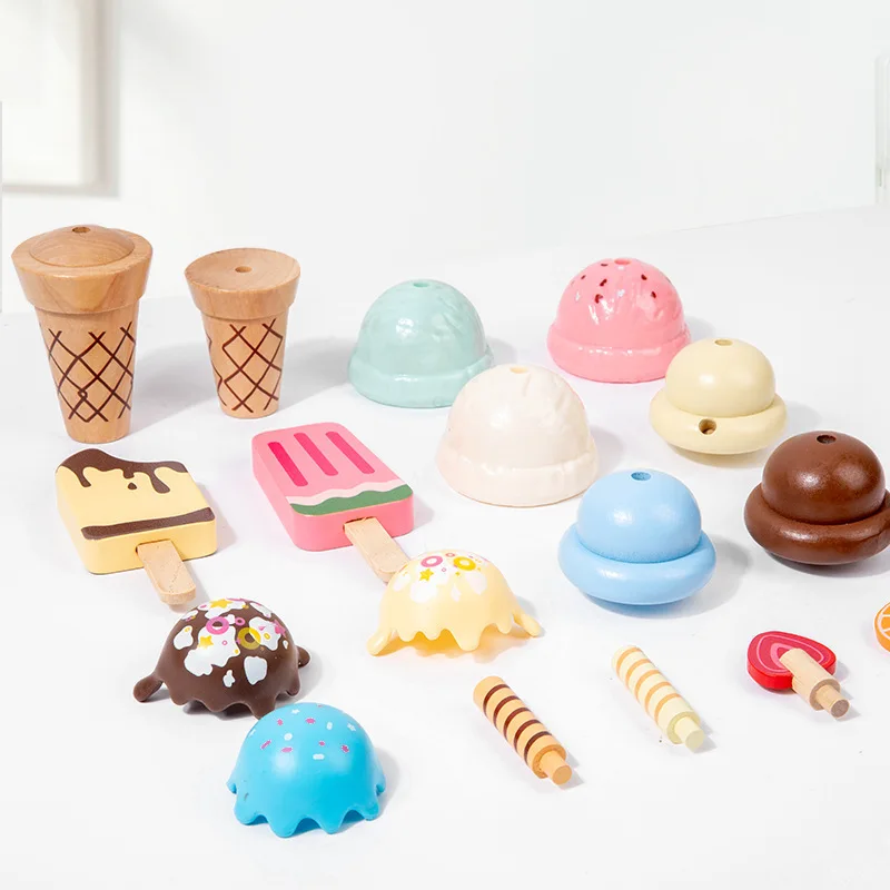 Educational Wooden Ice Cream Shop Toy Kitchen For Kids Oem