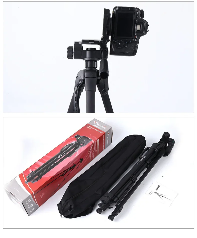 ポータブルWeifeng WT-3560軽量三脚スタンドDSLRカメラ三脚マウント