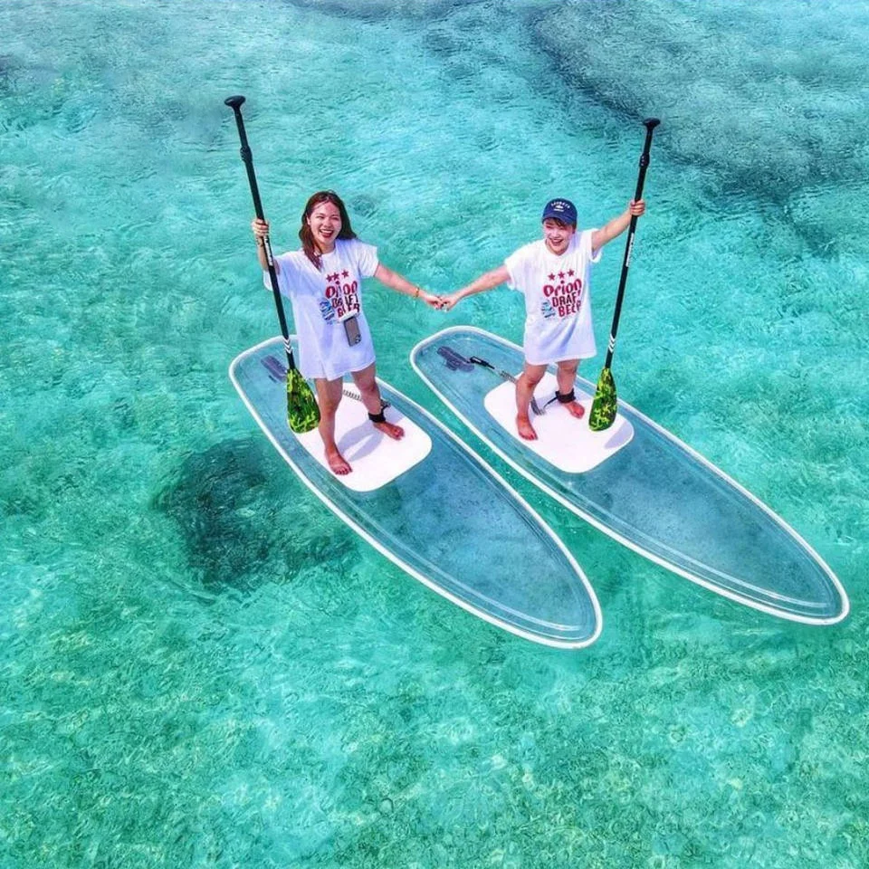 スタンドアップパドルボード 青 スタンドアップパドルボード3mクリアボトムサーフボード透明窓