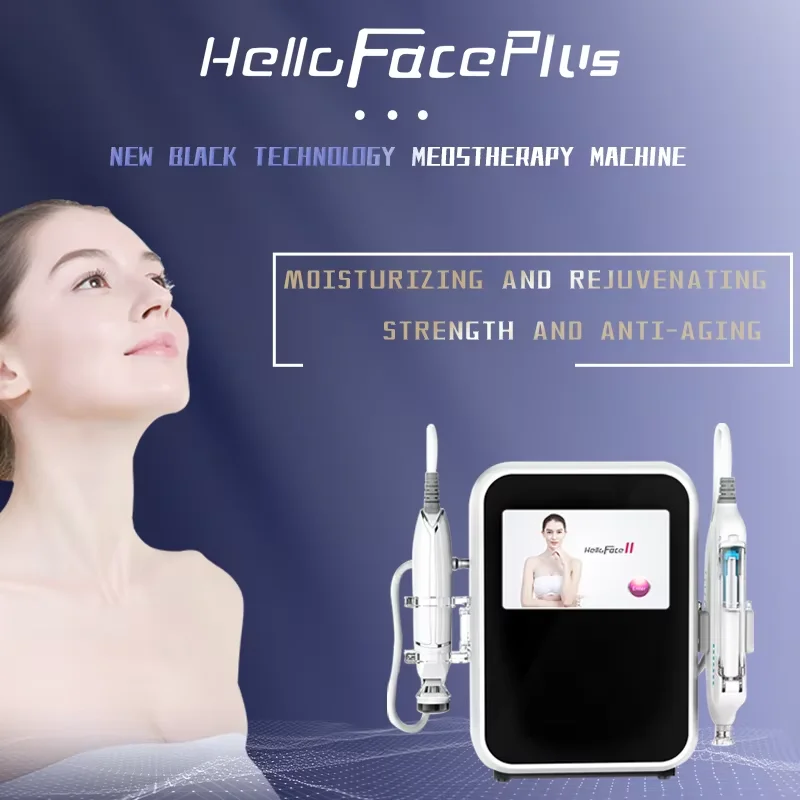 Meso Handle+Rf 2 in 1 Hello Face Plus Machine With Color Touch Screen Rf No-Needle Mesotherapy Skin Whitening Moisture Face