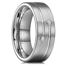 Wholesale Tungsten Jewelry Custom Womens Mens Tungsten Wedding Band with Cubic Zircon Inlay Tungsten Engagement Rings for Men