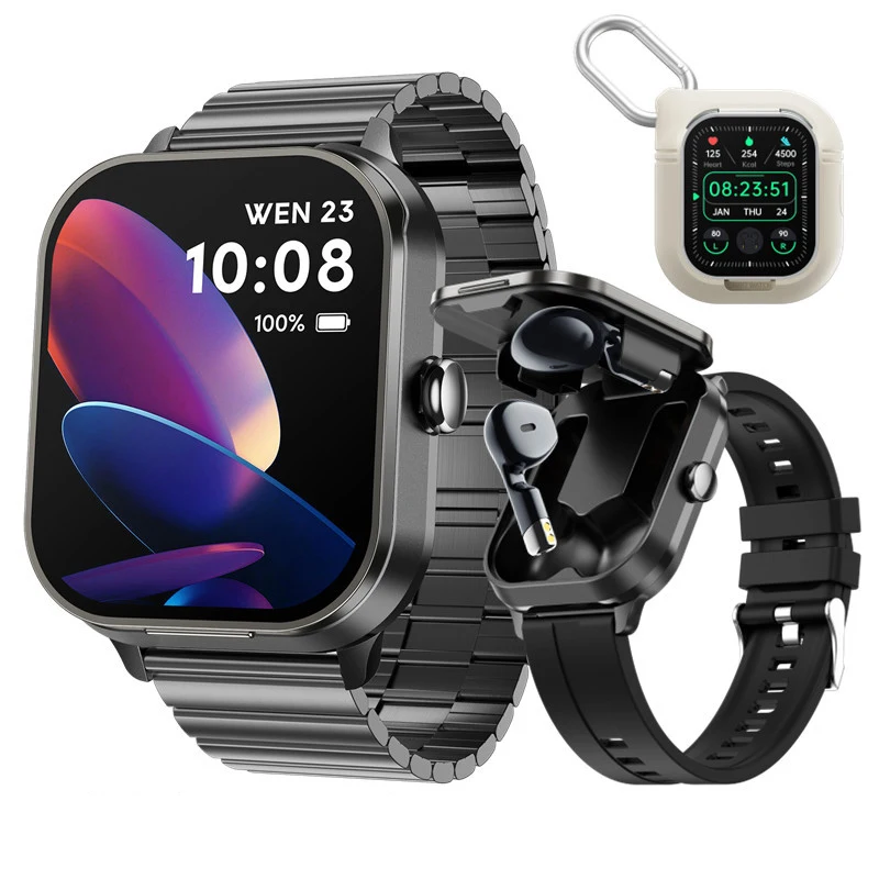 in High Quality D8 Pro Max Smartwatch with TWS Wireless Earbuds Square  IPS Display Protective Case for Sports