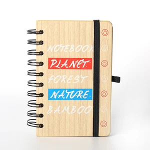 OEM WOOD PAPER COVER NOTEBOOK CUSTOM A6 SPIRAL NOTEBOOK WITH CMYK PRINTING