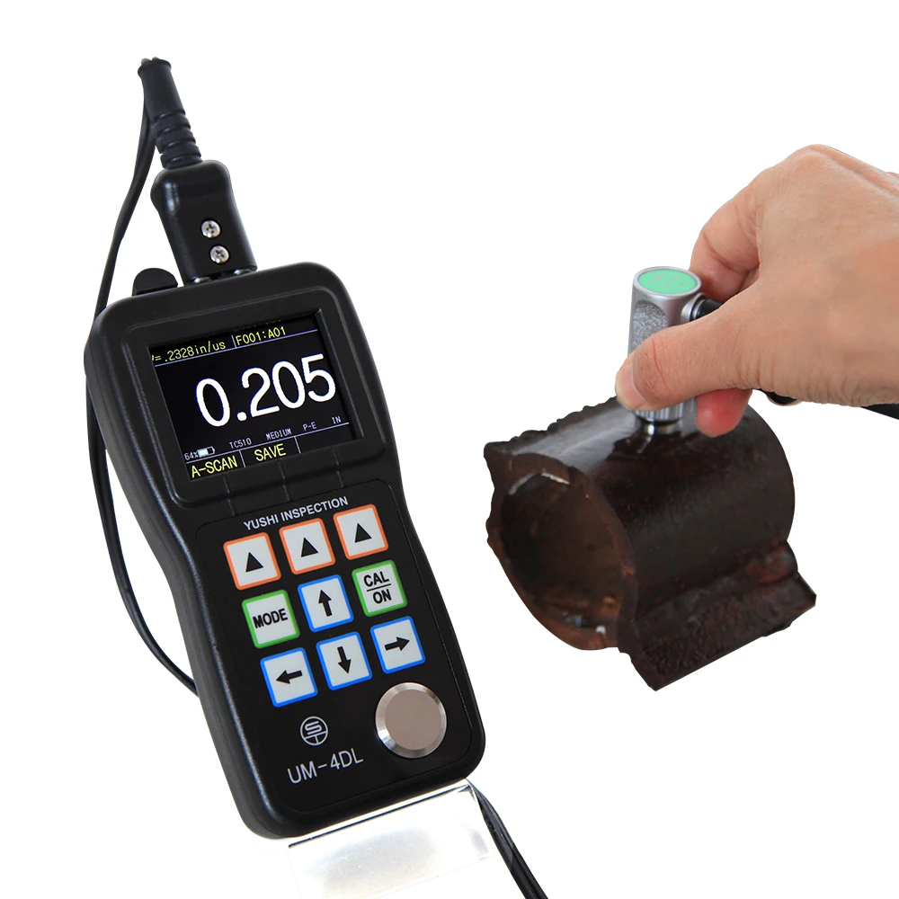 NDT UT Inspection Ultrasonic Thickness  Measurement YUSHI Ultrasonic Thickness Gauge UM4DL with Color Scree Live A-scan Snapshot