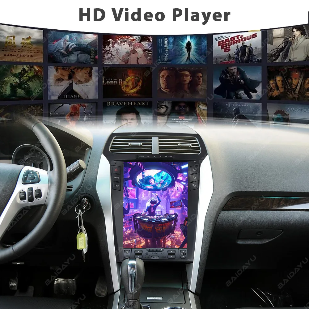 Android 12.1'' Car DVD Player for Ford Explorer 2011-2019 Car Radio with DVD Video Playback