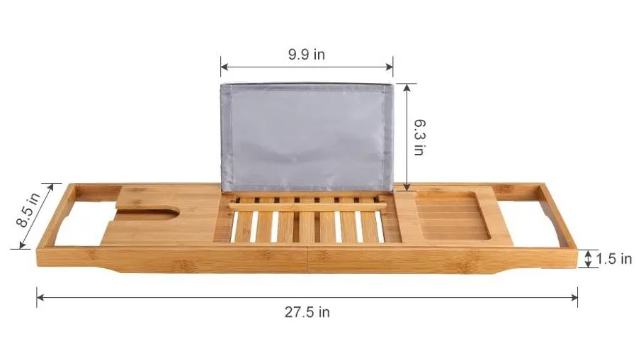 Bamboo Bathtub Caddy Tray,Wooden Bath Tray For Tub With Book Holder And
