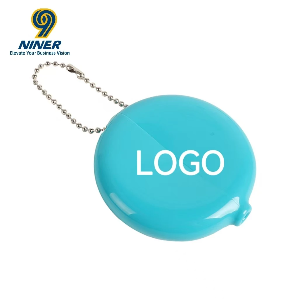 Silicone Round Coin Purse with Cartoon Logo Printing Zipper Key Bag Portable Handheld Small Storage Bag