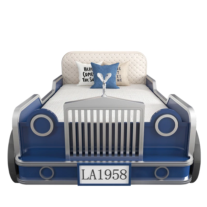 
Современная легкая Роскошная односпальная кровать для мальчиков Женская креативная мультяшная детская комната Комбинированный Комплект для мальчика однотонная деревянная автомобильная кровать 
