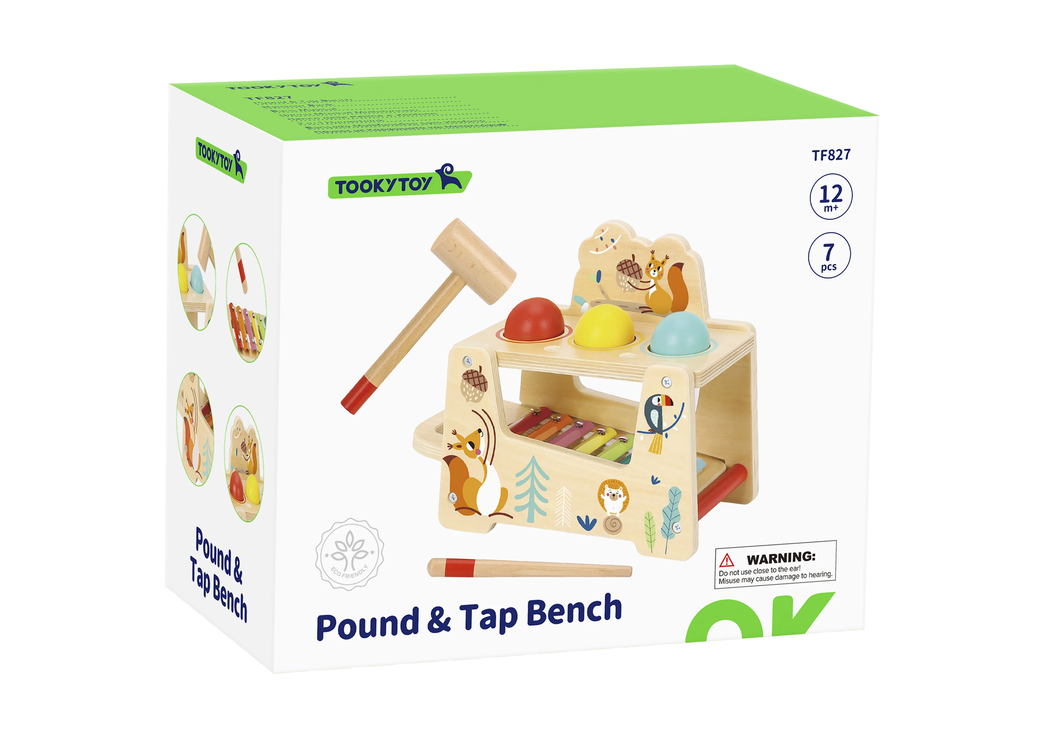 Wooden Pound and Tap Bench Toy Early Education Xylophone