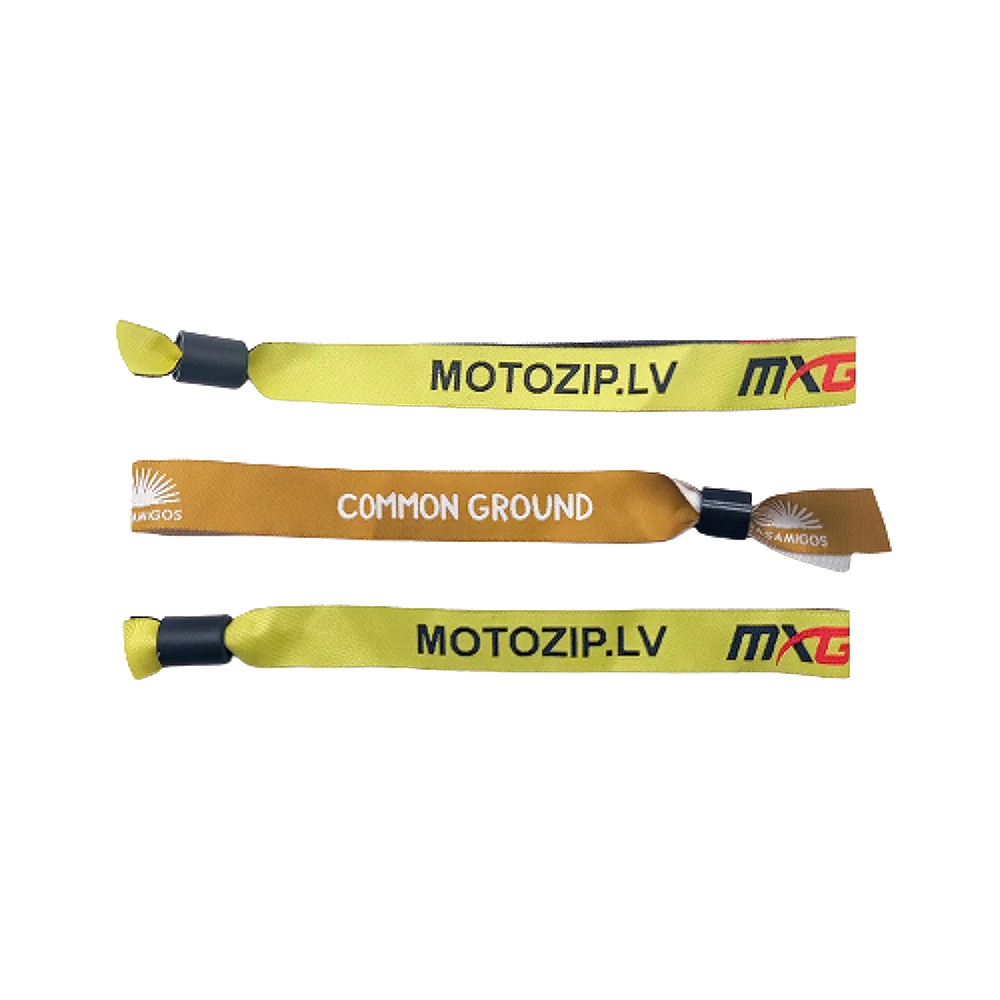 Custom Event Festival Club Concert Polyester Cloth S Woven Fabric Elastic Fabric Bracelet Plastic Lock Rfid Wristband
