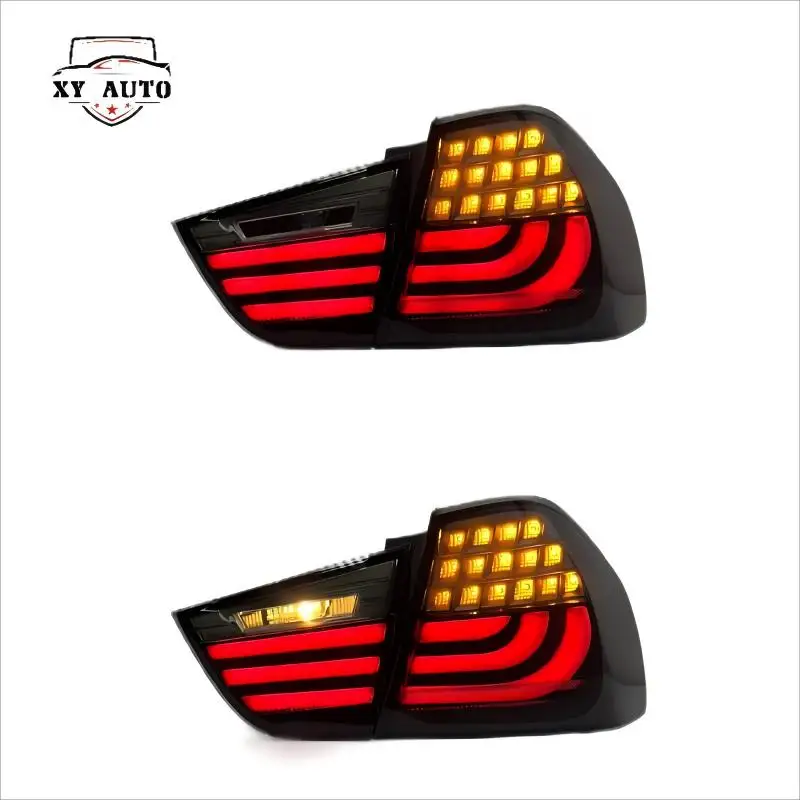 For 2005-2008 BMW 3-series E90 LED Rear Tail Light Assembly Fiber Optic I318 I320 New Condition 12V Red and Clear Lens Color