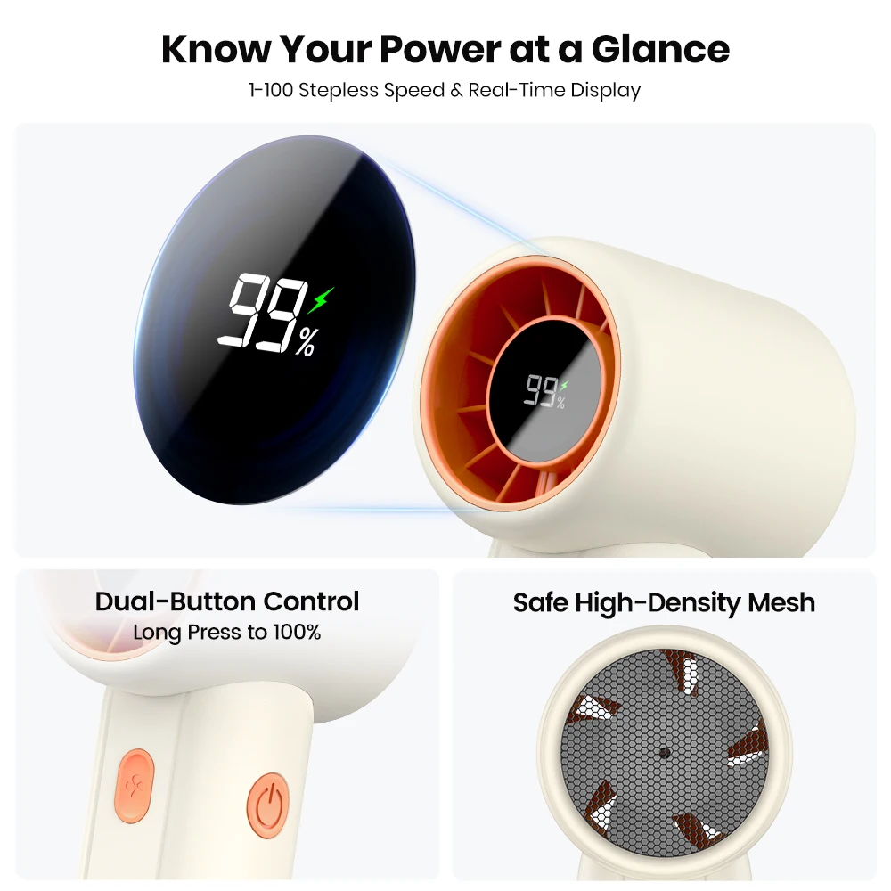 Mini Portable Handheld Fan, H5, 15000RPM, 5000mAh - detail 16
