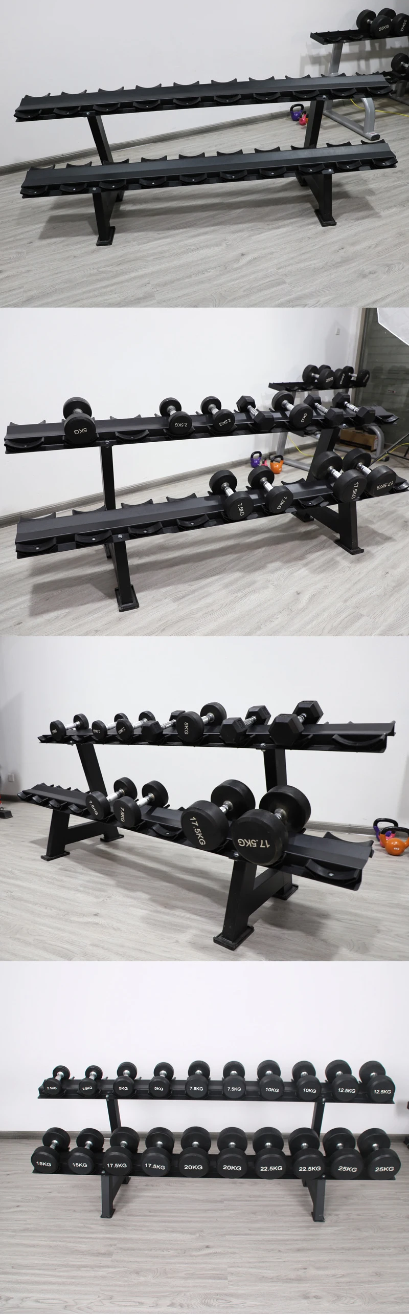 Ten-Pay Double-Layer Dumbbell Rack Hexagonal Dumbbell Rack Fixed ...